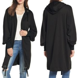 Oversize zip-up black sweatshirt dress hoodie